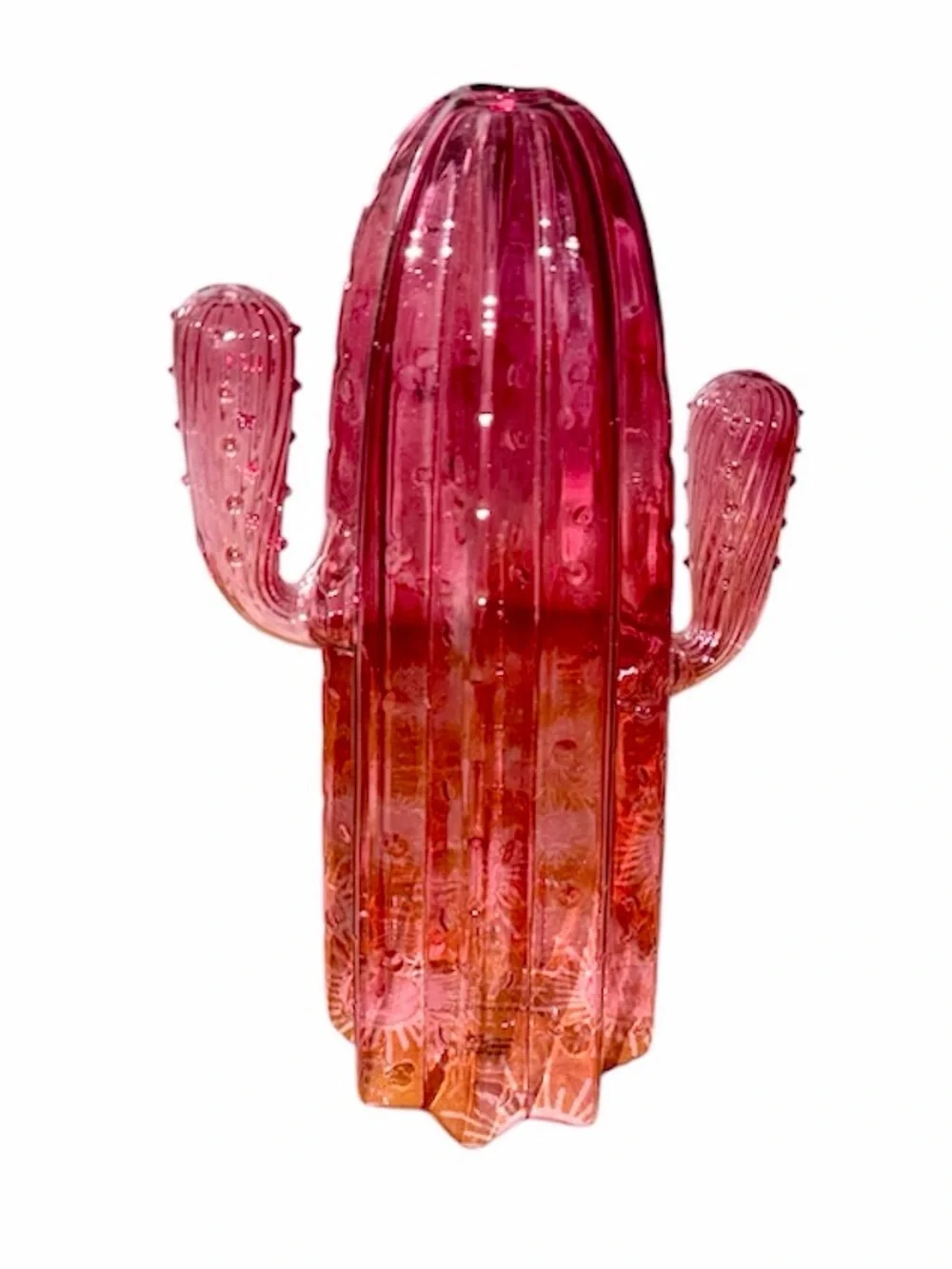 NWOT Anthropologie Pink Hand Blown Glass Cactus Bud Vase